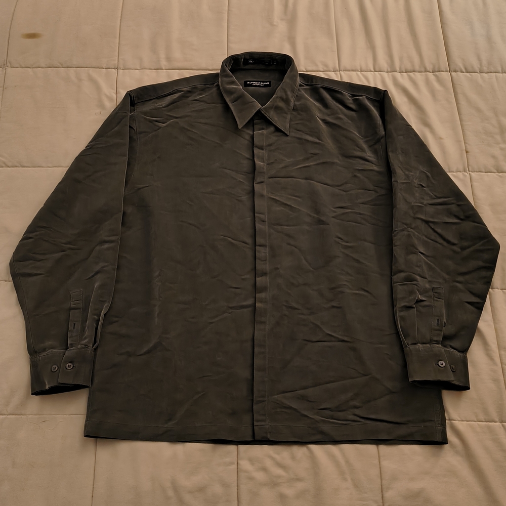 ALFRED SUNG Men's Grey Button Down Shirt